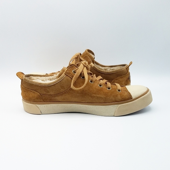SoldUGG Evera Chestnut Suede Sheepskin Sneakers  6 - Picture 9 of 14